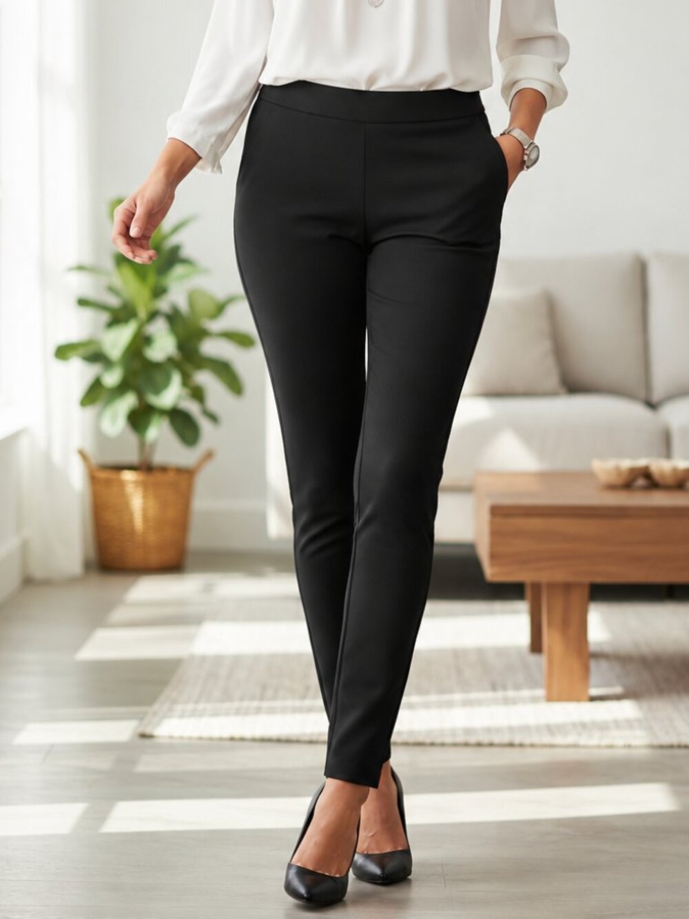 LOFT High Waist Shaping Skinny Pant Black Side Zip Stretch Career Dress Workwear